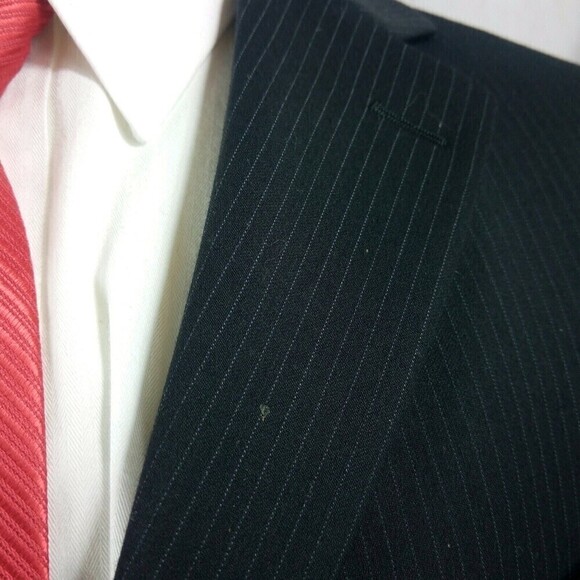 Axcess A Claiborne Company 42S Wool 2 Button Black Pinstripe 2pc Suit 34x30 FF - Picture 3 of 9